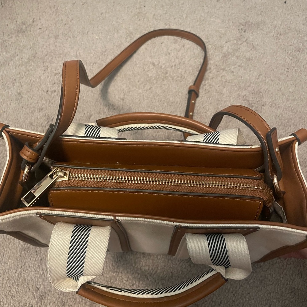 Aldo Brown and Cream Striped Shoulder Bag - Picture 3 of 5